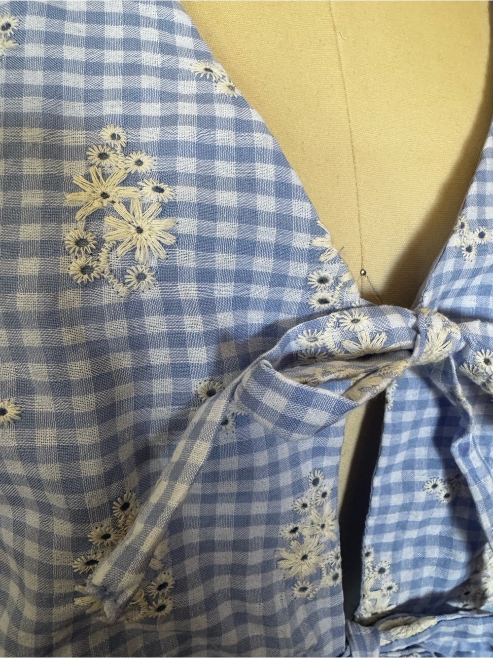 NWT All In Favor light blue gingham top L - Picture 3 of 14